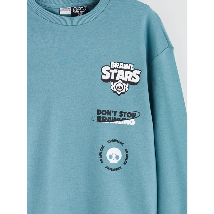 LC WAIKIKI Yeşil Bisiklet Yaka Brawl Stars Baskılı Erkek Çocuk Tişört