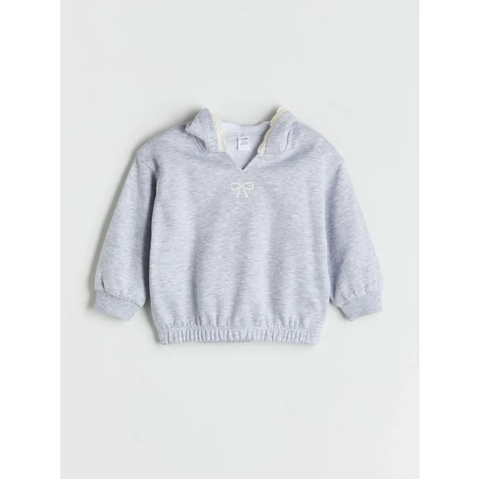 LCW Kids Gri Kapüşonlu Kız Çocuk Sweatshirt ve Eşofman Altı 2li