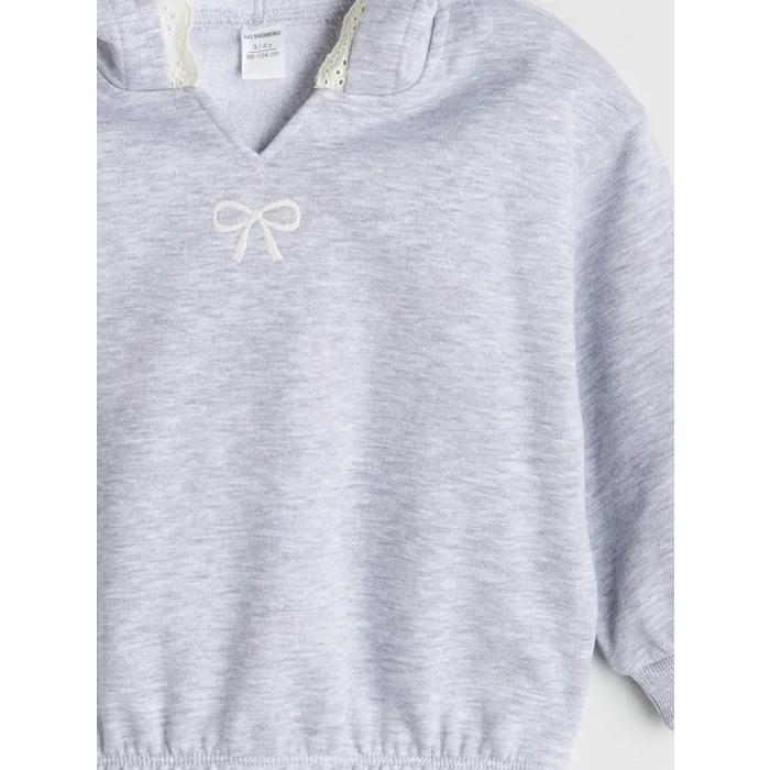LCW Kids Gri Kapüşonlu Kız Çocuk Sweatshirt ve Eşofman Altı 2li