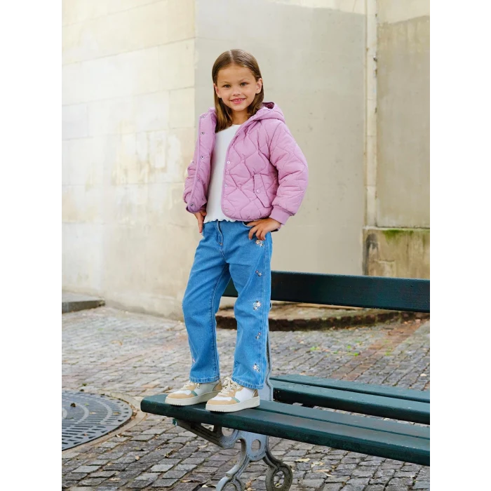 LCW Kids Mavi Çiçek Nakışlı Kız Çocuk Jean Pantolon