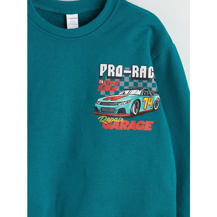 LCW Kids Yeşil Baskılı Erkek Çocuk Sweatshirt ve Eşofman Alt 2li