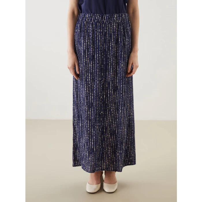 LCW Grace Indigo Beli Lastikli Desenli Kadın Etek