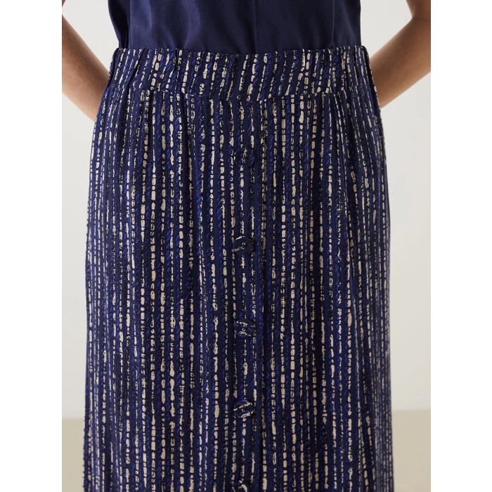 LCW Grace Indigo Beli Lastikli Desenli Kadın Etek