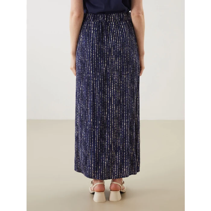 LCW Grace Indigo Beli Lastikli Desenli Kadın Etek