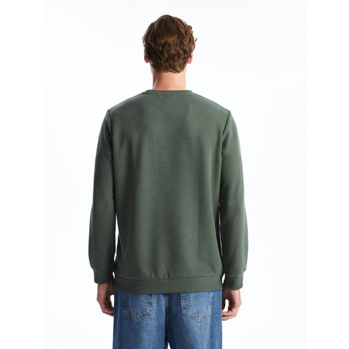 LCWAIKIKI Classic Yeşil Bisiklet Yaka Uzun Kollu Erkek Sweatshirt