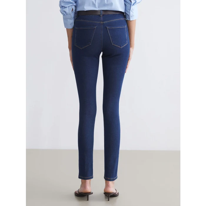 LCW Jeans Indigo Beli Kemerli Mercury Skinny Fit Kadın Jean Pantolon