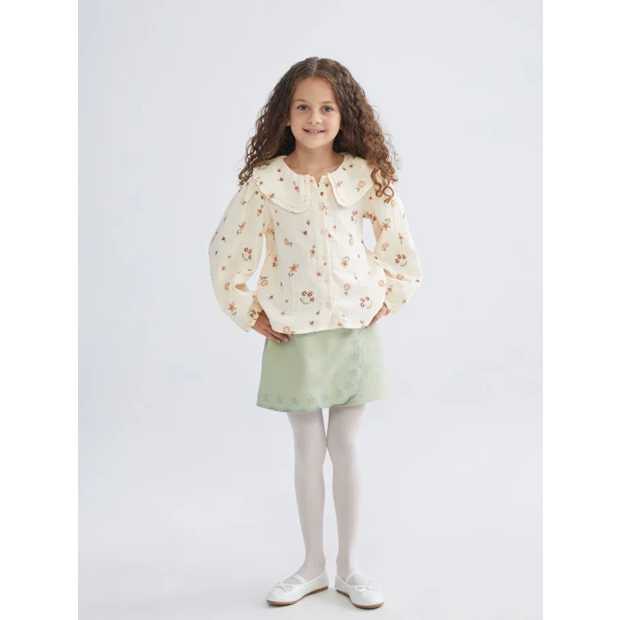 LCW Kids Ekru Kız Çocuk Bluz, Etek ve Külotlu Çorap Takım