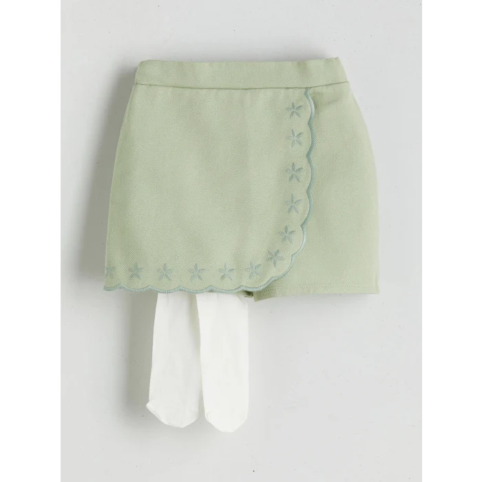 LCW Kids Ekru Kız Çocuk Bluz, Etek ve Külotlu Çorap Takım