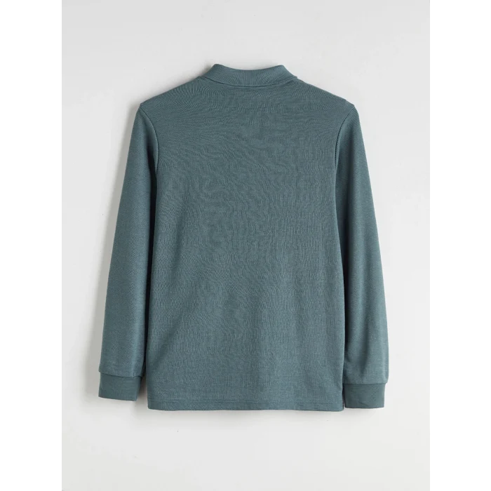 LCWAIKIKI Classic Mavi Polo Yaka Uzun Kollu Erkek Sweatshirt