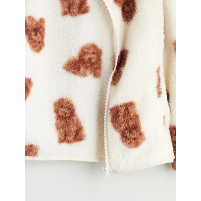 LCW Kids Bej Kapüşonlu Fermuarlı Kız Çocuk Sweatshirt