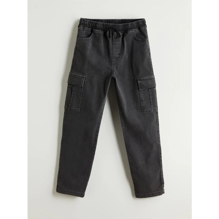 LCW Kids Antrasit Beli Lastikli Erkek Çocuk Kargo Jean Pantolon