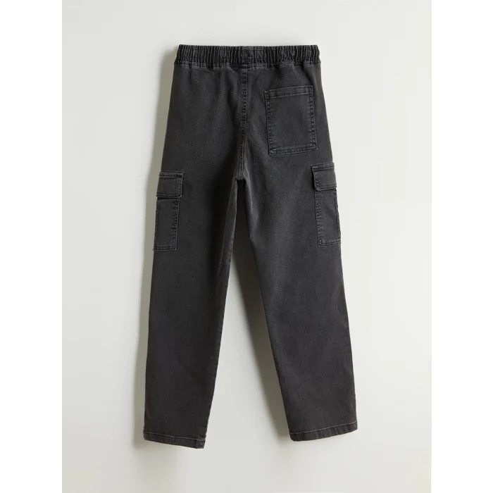 LCW Kids Antrasit Beli Lastikli Erkek Çocuk Kargo Jean Pantolon