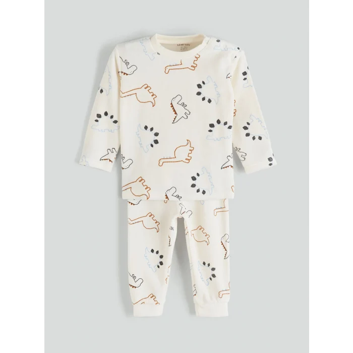 LCW baby Bej Bisiklet Yaka Erkek Bebek Pijama Takımı