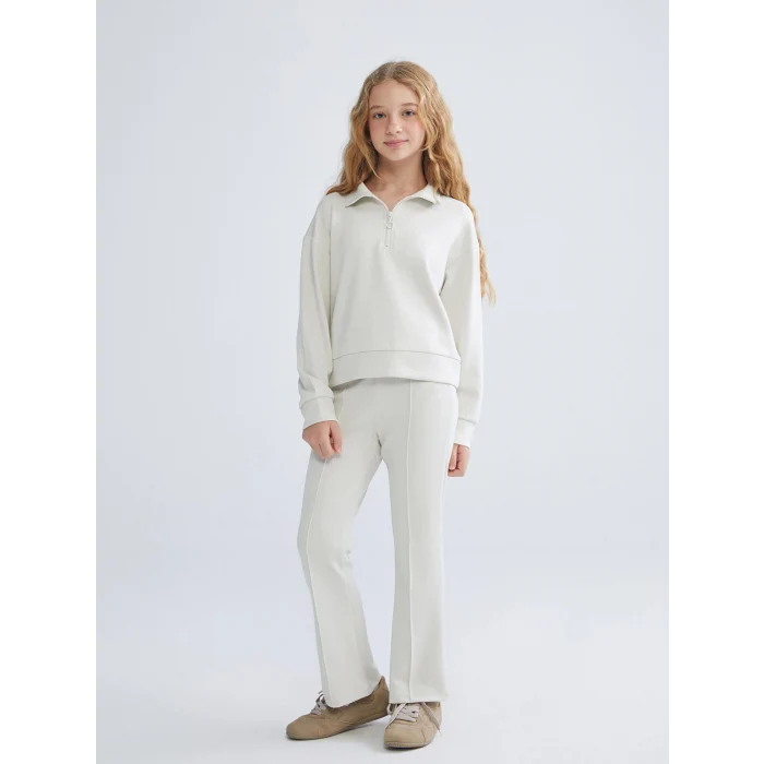 LCW Kids Bej Dik Yaka Kız Çocuk Eşofman Takımı