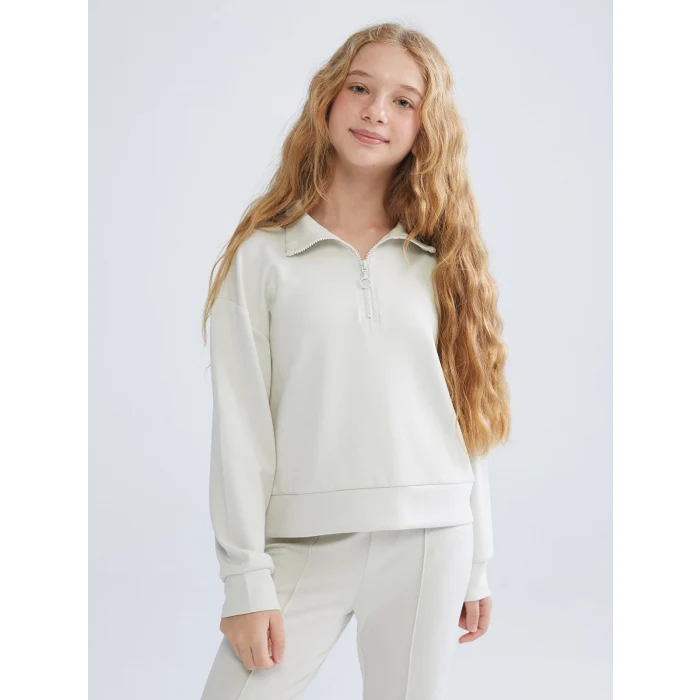 LCW Kids Bej Dik Yaka Kız Çocuk Eşofman Takımı