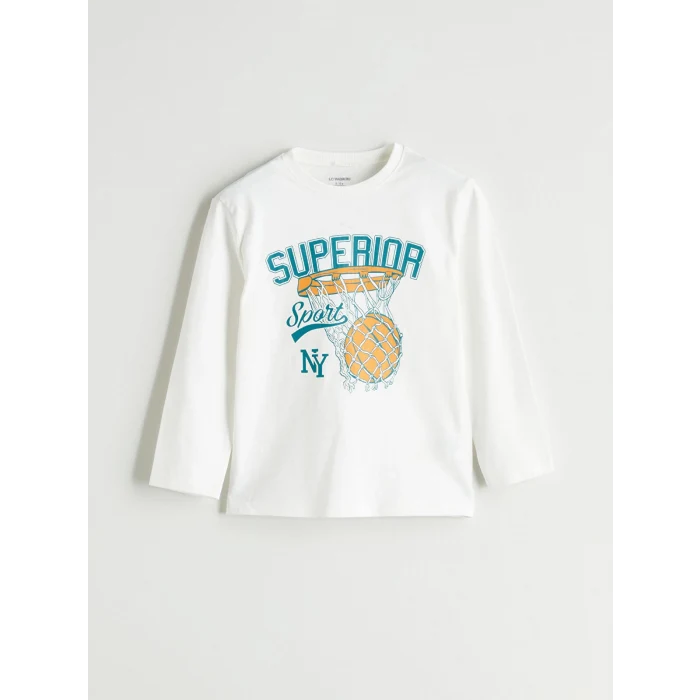 LCW Kids Ekru Baskılı Erkek Çocuk Sweatshirt ve Eşofman Alt 2li