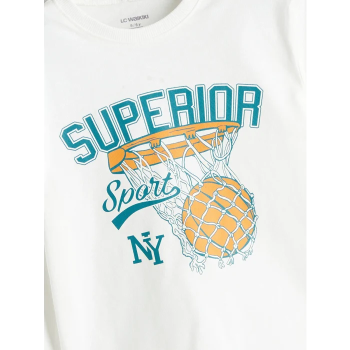 LCW Kids Ekru Baskılı Erkek Çocuk Sweatshirt ve Eşofman Alt 2li