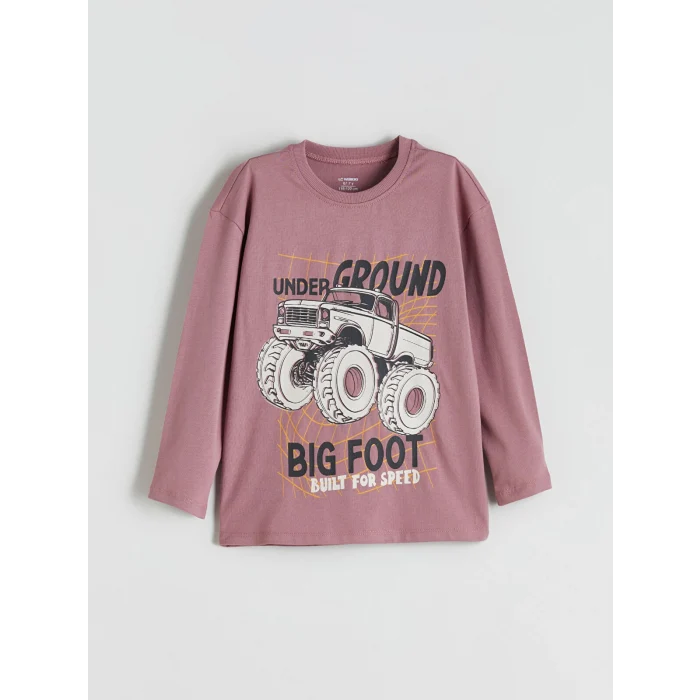 LCW Kids Gri Baskılı Uzun Kollu Erkek Çocuk Tişört 3lü