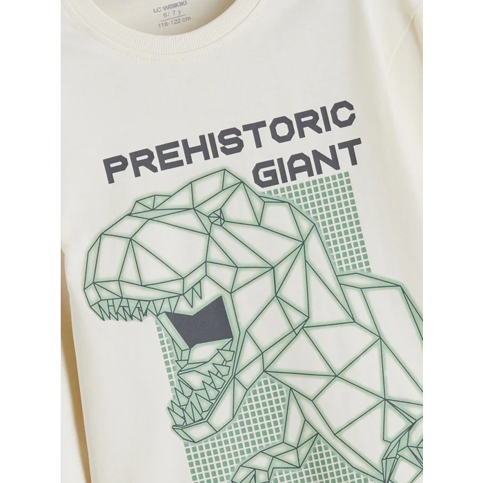 LCW Kids Gri Baskılı Uzun Kollu Erkek Çocuk Tişört 3lü