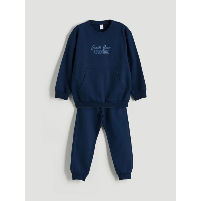 LCW Kids Lacivert Baskılı Erkek Çocuk Sweatshirt ve Eşofman Alt 2li