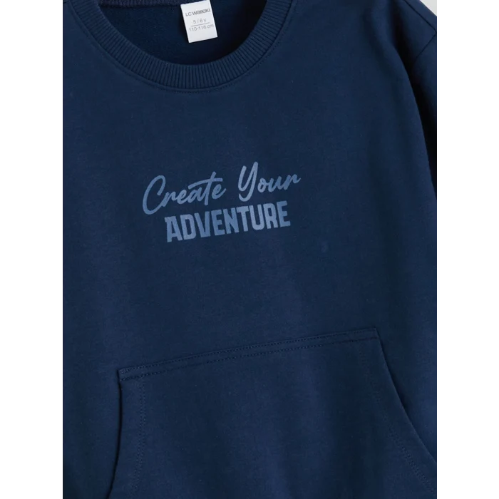 LCW Kids Lacivert Baskılı Erkek Çocuk Sweatshirt ve Eşofman Alt 2li