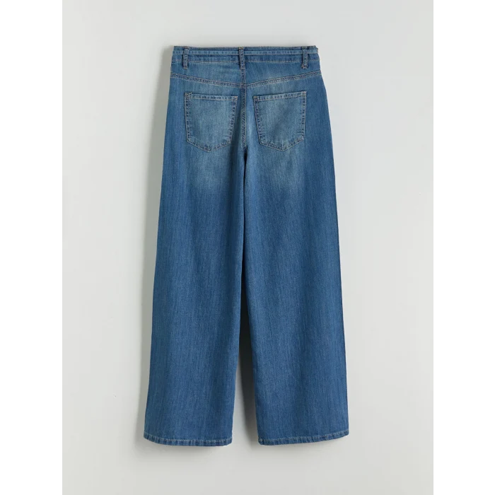 LCW Jeans Indigo Beli Kuşaklı Wideleg Kadın Jean Pantolon