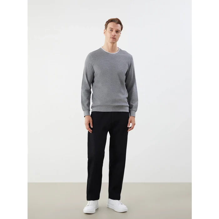 LCWAIKIKI Classic Gri Bisiklet Yaka Uzun Kollu Erkek Sweatshirt