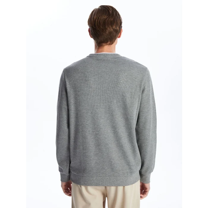 LCWAIKIKI Classic Gri Bisiklet Yaka Uzun Kollu Erkek Sweatshirt