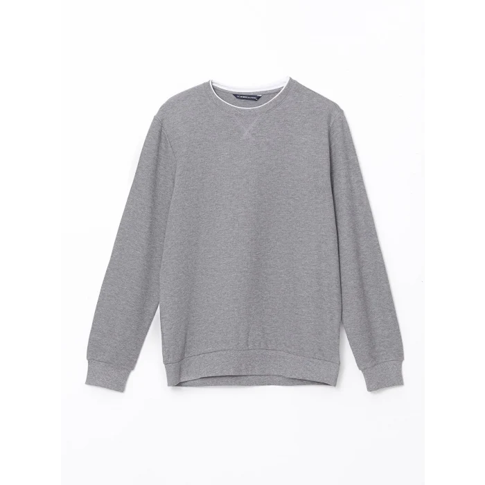 LCWAIKIKI Classic Gri Bisiklet Yaka Uzun Kollu Erkek Sweatshirt