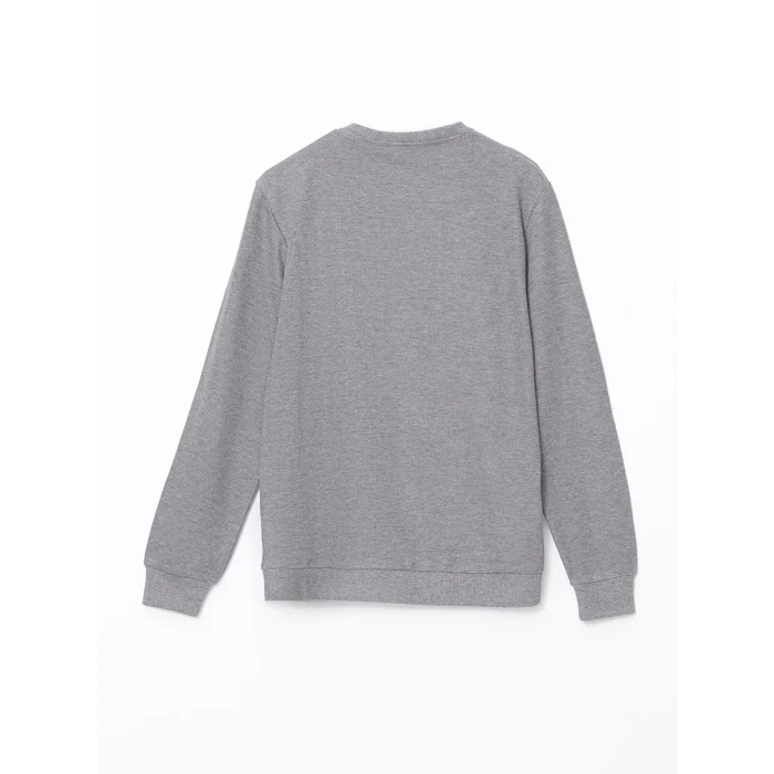 LCWAIKIKI Classic Gri Bisiklet Yaka Uzun Kollu Erkek Sweatshirt