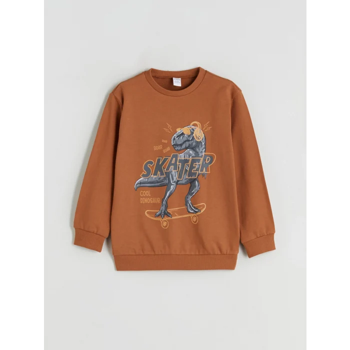 LCW Kids Turuncu Bisiklet Yaka Erkek Çocuk Sweatshirt ve Eşofman Alt