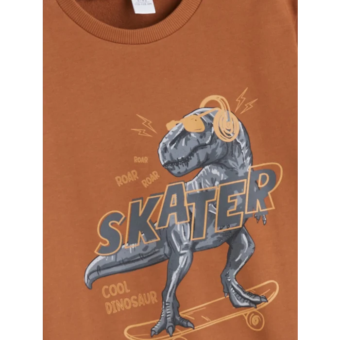 LCW Kids Turuncu Bisiklet Yaka Erkek Çocuk Sweatshirt ve Eşofman Alt