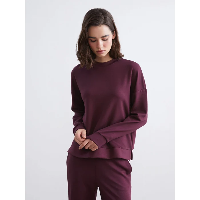 LCW Vision Mürdüm Bisiklet Yaka Oversize Kadın Sweatshirt