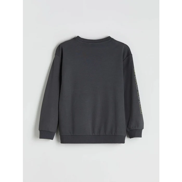 LC WAIKIKI Antrasit Bisiklet Yaka Minecraft Baskılı Erkek Çocuk Sweatshirt