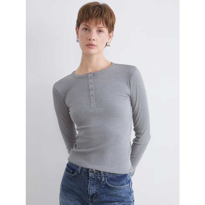 LCWAIKIKI Classic Antrasit Bisiklet Yaka Kadın Body