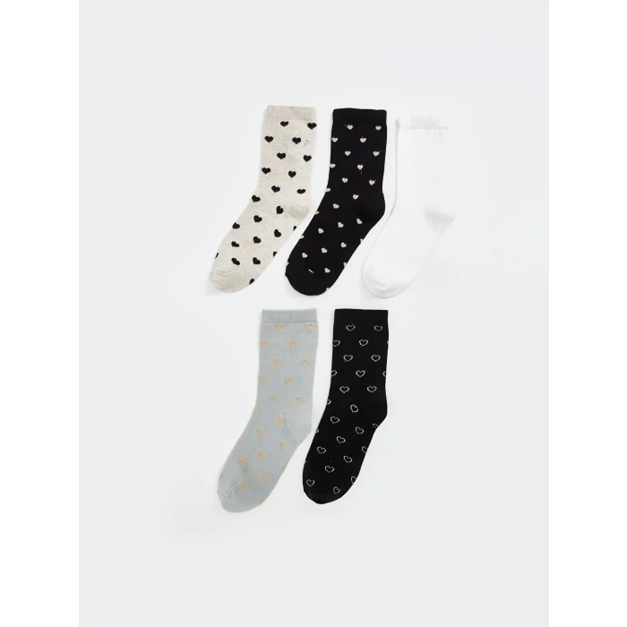 LCW DREAM Gri Desenli Kadın Soket Çorap 5li