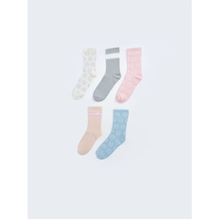 LCW DREAM Ekru Desenli Kadın Soket Çorap 5li