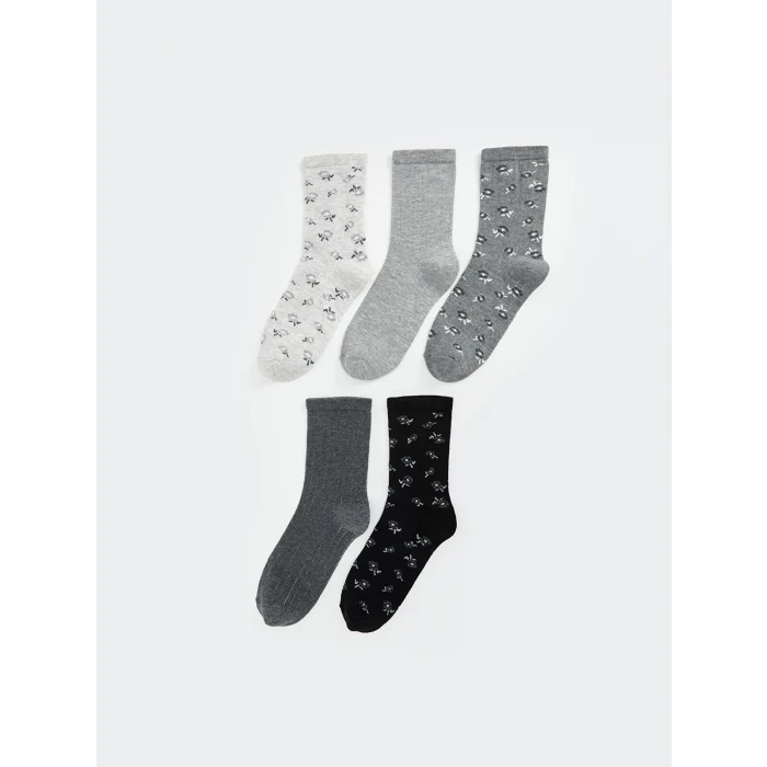 LCW DREAM Gri Desenli Kadın Soket Çorap 5li