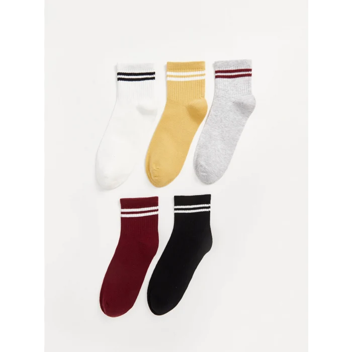 LCW DREAM Beyaz Çizgili Kadın Soket Çorap 5li