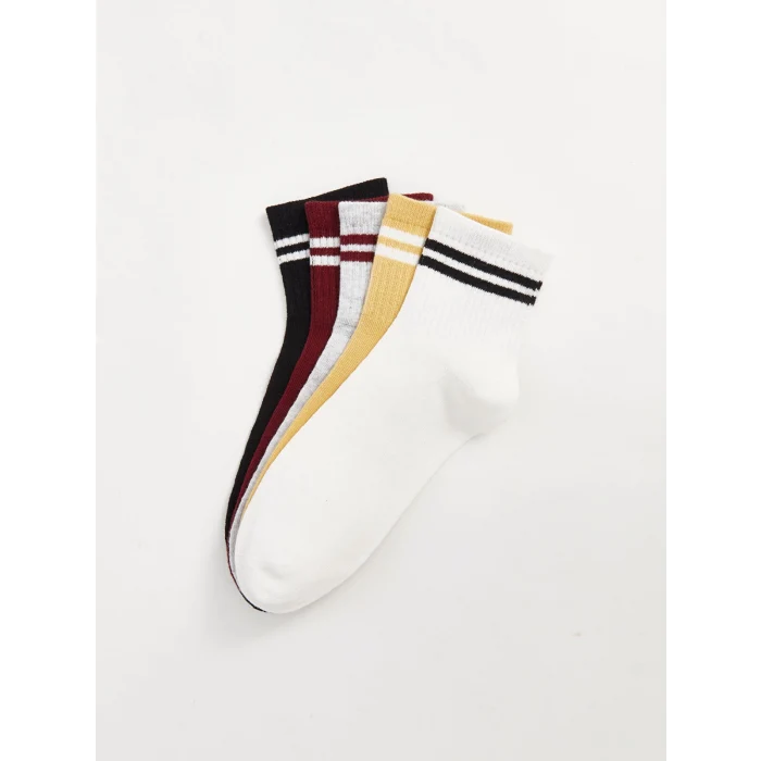 LCW DREAM Beyaz Çizgili Kadın Soket Çorap 5li