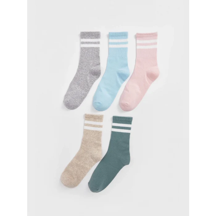 LCW DREAM Gri Çizgili Kadın Soket Çorap 5li