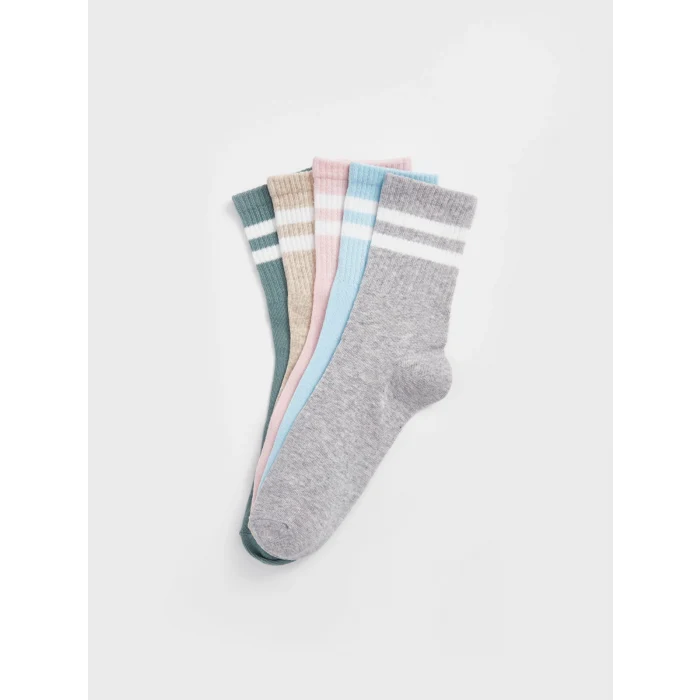 LCW DREAM Gri Çizgili Kadın Soket Çorap 5li