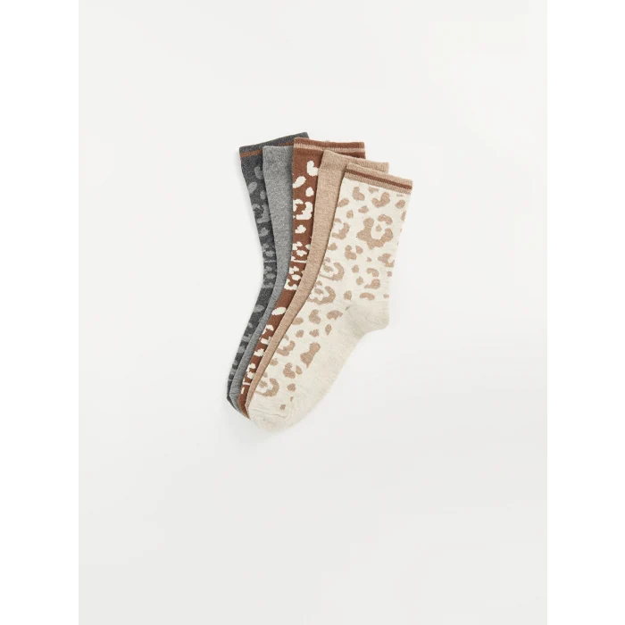 LCW DREAM Bej Desenli Kadın Soket Çorap 5li
