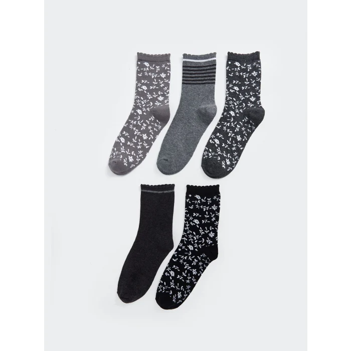 LCW DREAM Gri Desenli Kadın Soket Çorap 5li