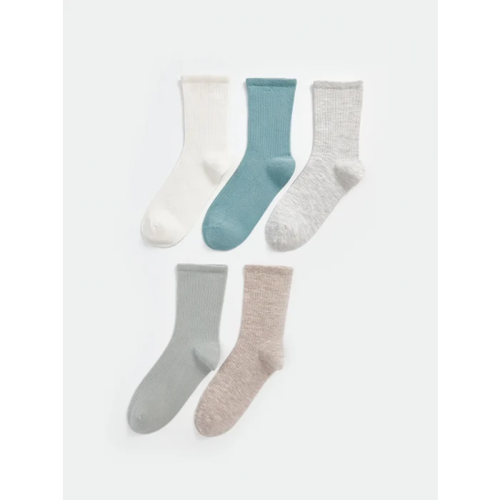 LCW DREAM Ekru Kadın Düz Soket Çorap 5li