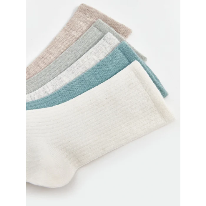 LCW DREAM Ekru Kadın Düz Soket Çorap 5li