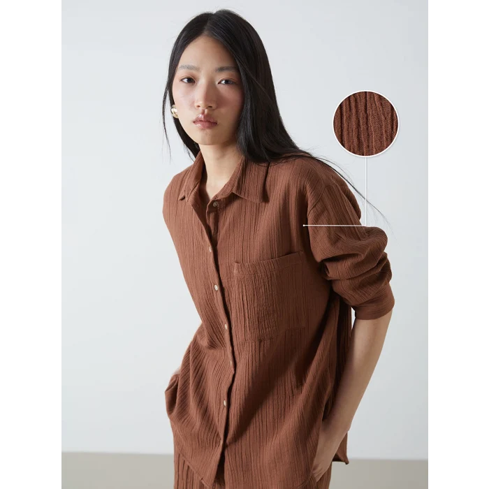 LCW Vision Kahverengi Dokulu Kadın Gömlek