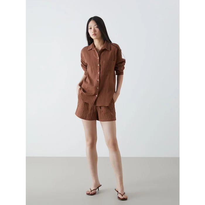 LCW Vision Kahverengi Dokulu Kadın Gömlek