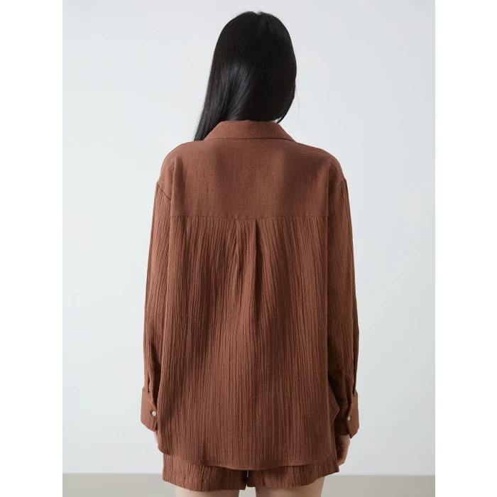 LCW Vision Kahverengi Dokulu Kadın Gömlek