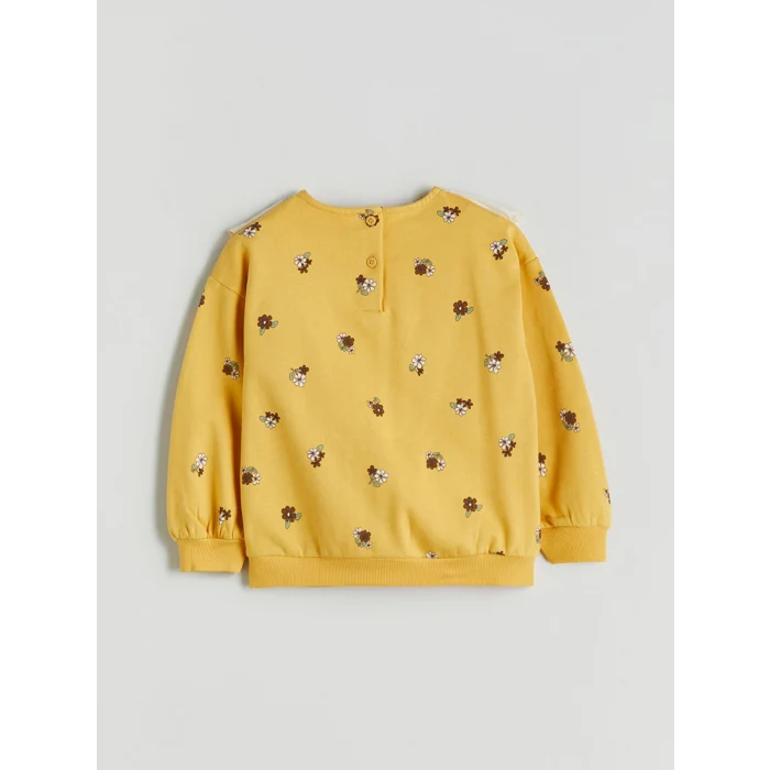 LCW Kids Sari Bebe Yaka Çiçek Baskılı Kız Çocuk Sweatshirt